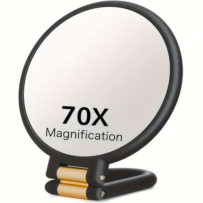 70X Magnifying Mirror Double-Sided 1X & 70X Zoom 360° Adjustable Handle – Handheld Desktop, for Makeup, Travel and Everyday Vanity Use