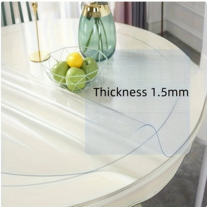 Round Clear PVC Table Cover Protector – 1.5mm Thick Vinyl Tablecloth Pad, Waterproof, Heat-Resistant, Easy to Clean