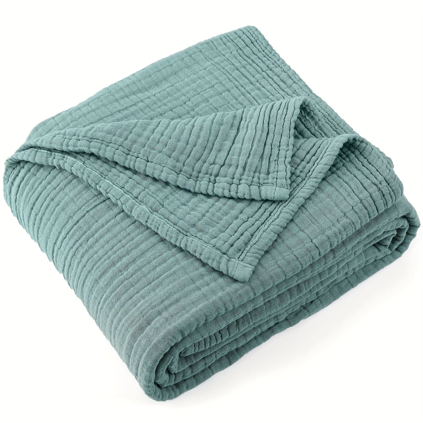 Muslin Blanket 100% Cotton 6-Layer, Breathable Gauze Throw for Couch & Bed, All Season, 13 Colors