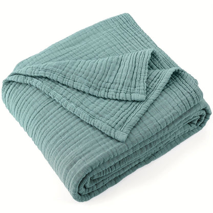 Muslin Blanket 100% Cotton 6-Layer, Breathable Gauze Throw for Couch & Bed, All Season, 13 Colors