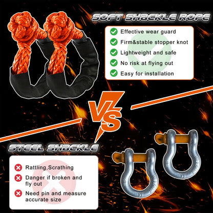 Soft Shackle 41, 000 lb Breaking Strength Synthetic UHMWPE Recovery Rope with Protective Sleeve – Heavy Duty Tow Shackle for Off-Road Truck