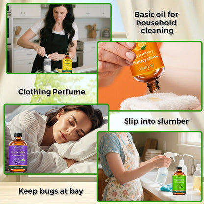 Lavender Essential Oil 4oz, Pure Aromatherapy Oil for Diffuser, Candle, Humidifier & Massage, Also in Eucalyptus