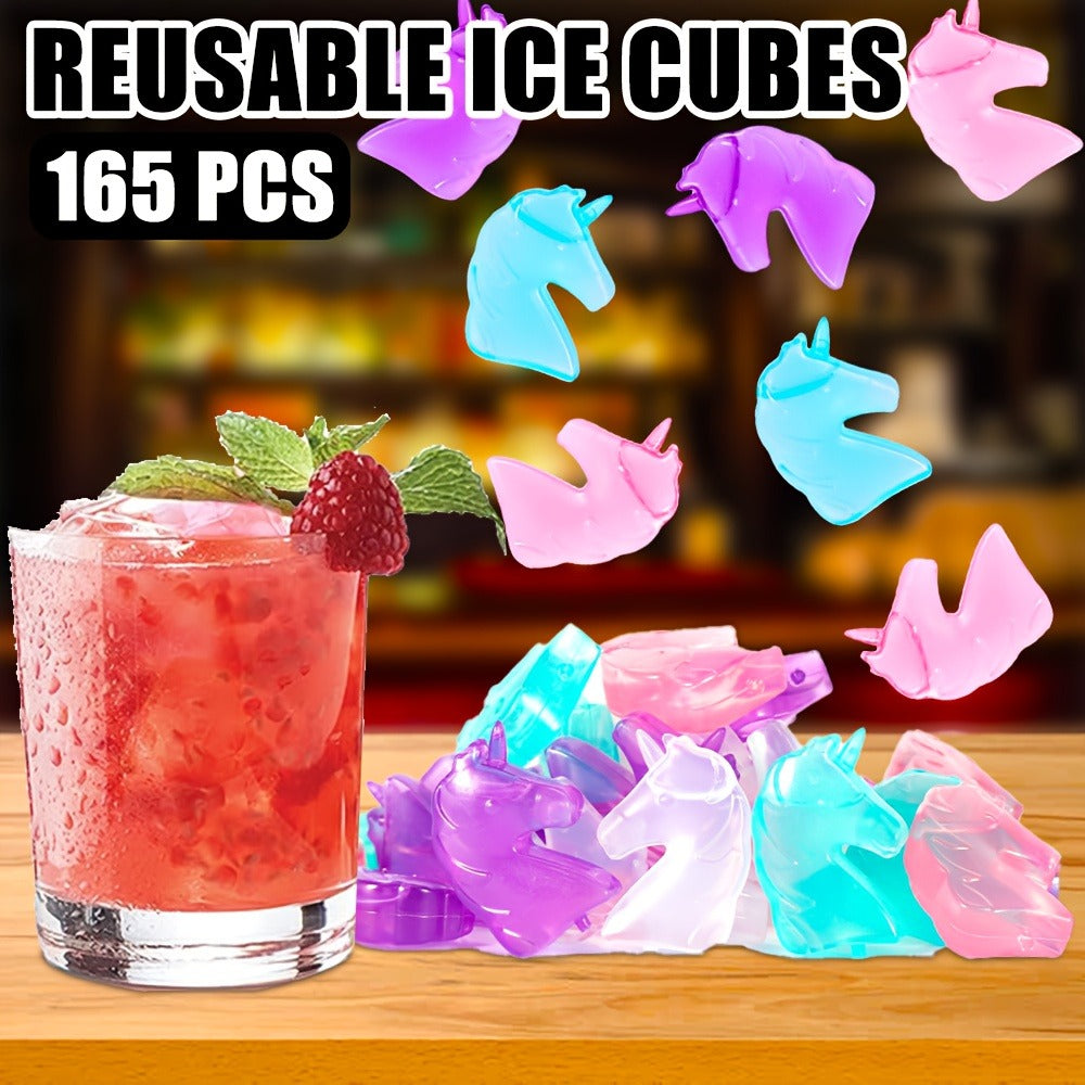 Reusable Plastic Ice Cubes 60/90/120/165 PCS - Non-Melting Non-Diluting Refreezable Ice Cubes for Whiskey