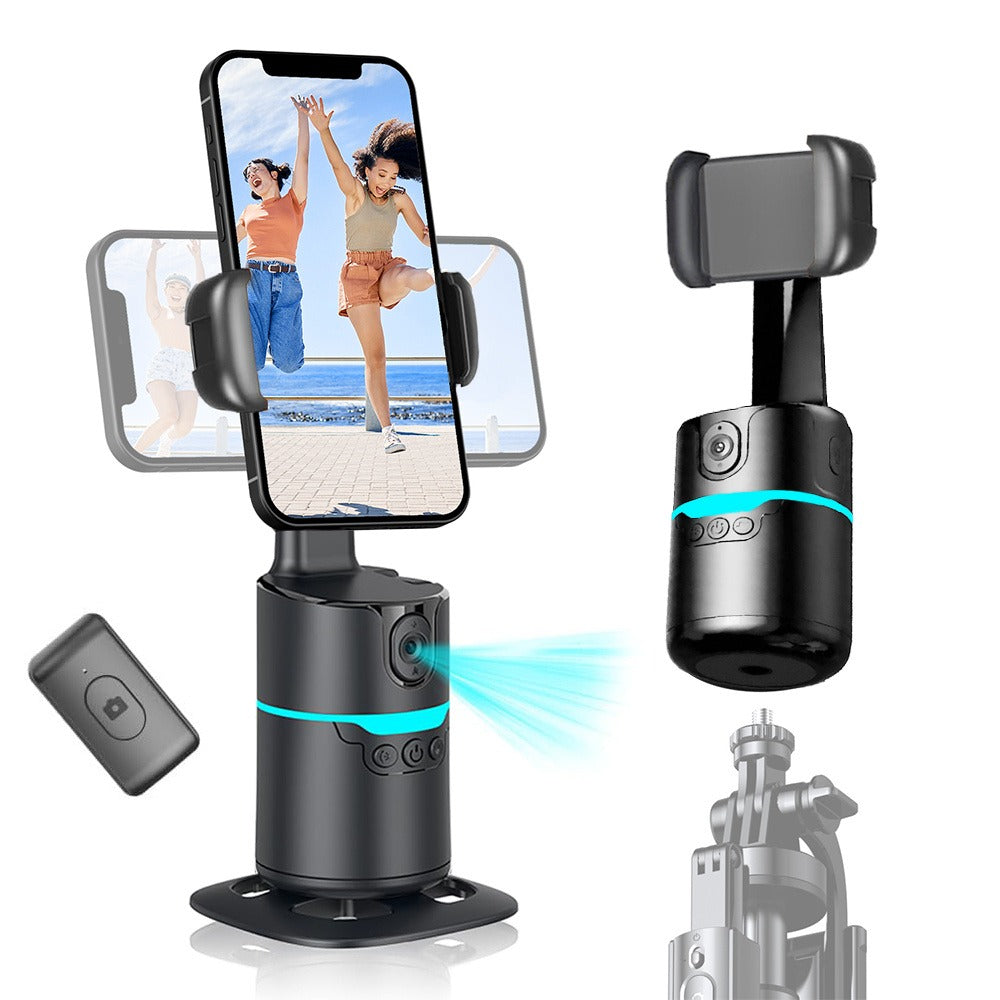 360° Auto-Tracking Phone Holder with Detachable Remote, Rechargeable Battery and Tripod Mount