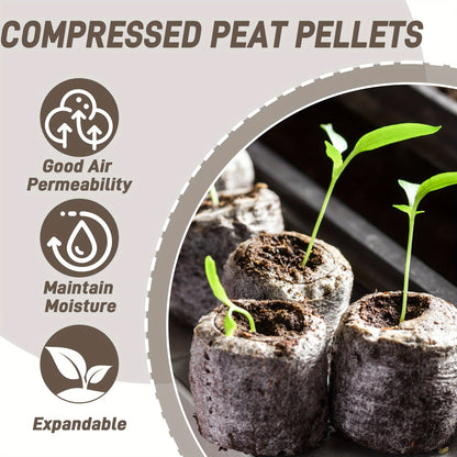 Peat Pellets Seed Starter 35mm Compressed | 50/100pcs Expandable Coir Discs for Seedlings Vegetables Flowers Herbs | Indoor Outdoor Seed