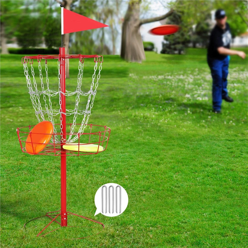 Portable Disc Golf Basket 12 Chain – Heavy Duty Metal Frame, Galvanized Chains, Easy Assembly, Indoor & Outdoor Practice Target