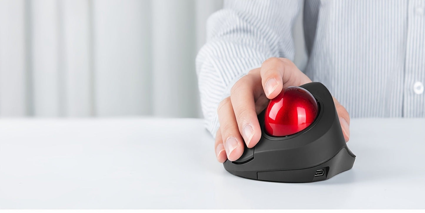 Wireless Trackball Mouse, Rechargeable Bluetooth & 2.4G, 44mm Index Finger Rollerball, 5 DPI Levels