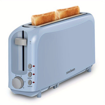 Slim Toaster 2-Slice – SEEDEEM 6-Setting Shade Control, Cancel, Reheat & Defrost, Removable Crumb Tray, 750W Compact Fits-Anywhere Design