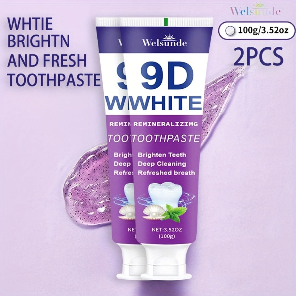 Two-Pack 100g Purple Mint Toothpaste with Hydroxyapatite and Niacinamide Listed on Ingredient Panel