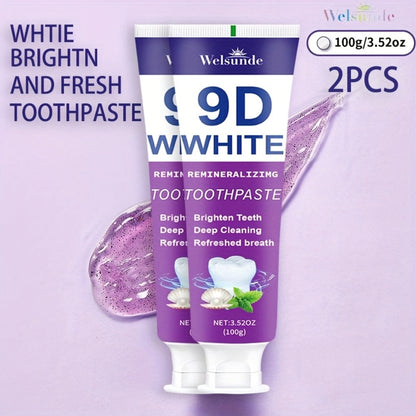 Two-Pack 100g Purple Mint Toothpaste with Hydroxyapatite and Niacinamide Listed on Ingredient Panel
