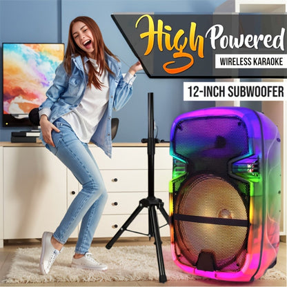 1100W Party Speaker with 7-Mode LED Lighting & Microphone, Portable Wireless Subwoofer, 8-Inch Bass Driver