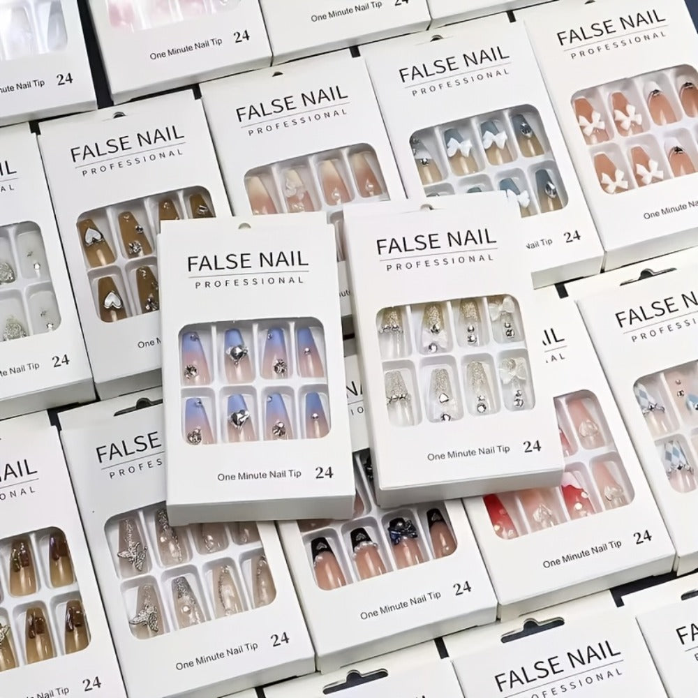 Press On Nails 576-Piece Assorted Set with Square, Almond, Oval and Ballerina Shapes in Three Lengths