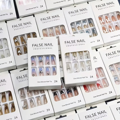 Press On Nails 576-Piece Assorted Set with Square, Almond, Oval and Ballerina Shapes in Three Lengths