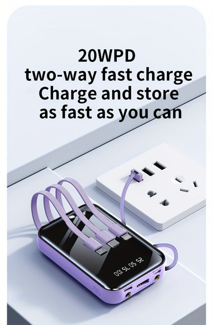 Power Bank 50000mAh 22.5W with Integrated Cable Array, Digital Display and LED Flashlight in Two Colors