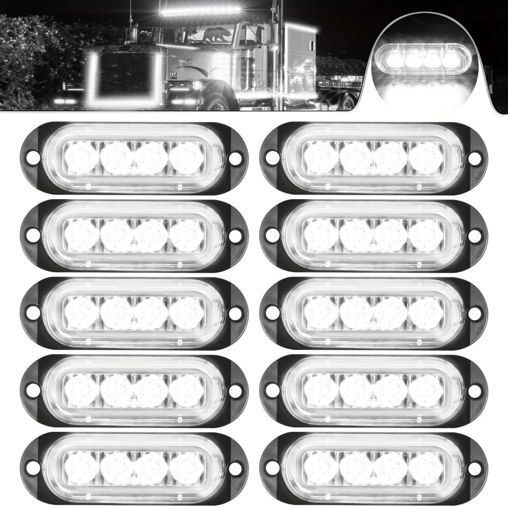 LED Side Marker Indicator Lamps 10pcs, 12V-24V 10-LED ABS Clearance Lights for Car Truck Trailer, Plug-and-Play Side Indicator Light Kit