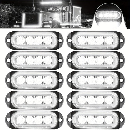 LED Side Marker Indicator Lamps 10pcs, 12V-24V 10-LED ABS Clearance Lights for Car Truck Trailer, Plug-and-Play Side Indicator Light Kit