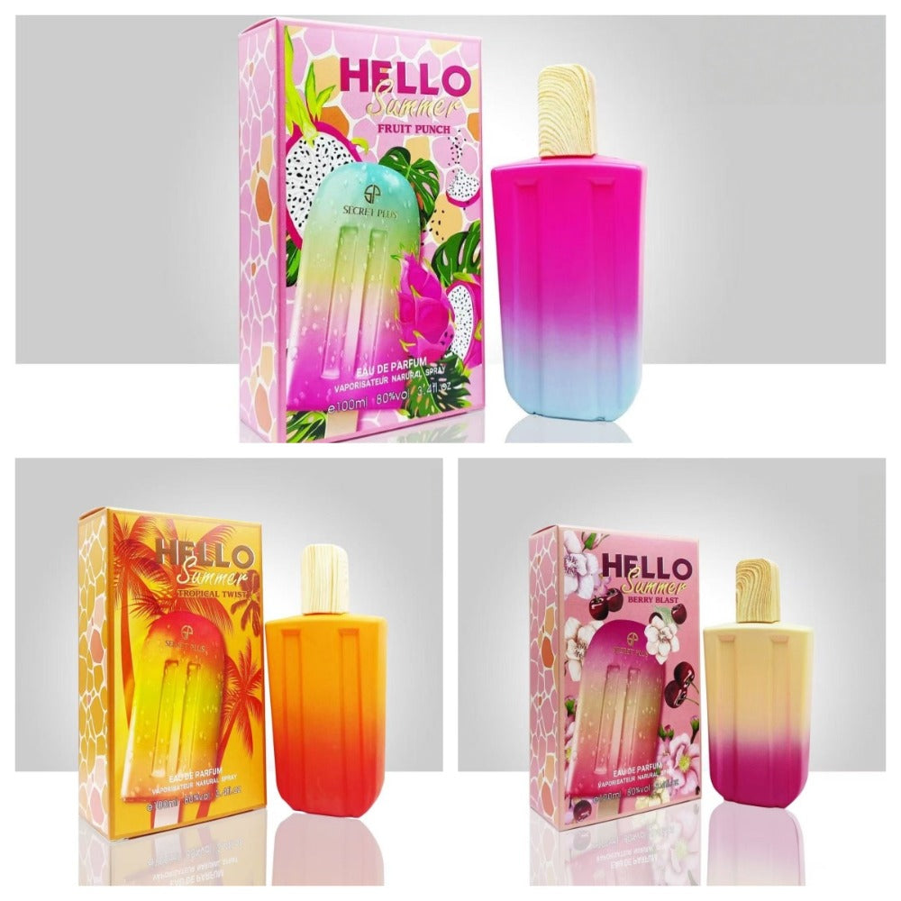 Perfume for Women in 3.38 oz Popsicle Bottle with Tropical-Fruit Profile and 2 Gradient Colors