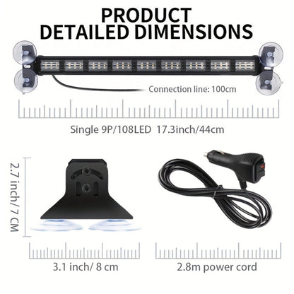 Visor Light Bar 162 LEDs 4-Color Switchable Emergency Warning Light Bar with 27 Flash Patterns Dual Switch Windshield Dash Lights for Trucks