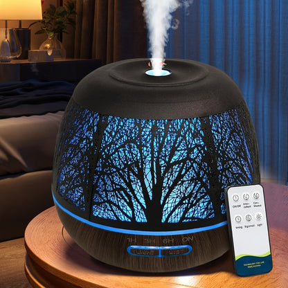 400 ml Metal-Hollow Aromatherapy Diffuser with Remote, Seven-Color Light and Four Pattern Options