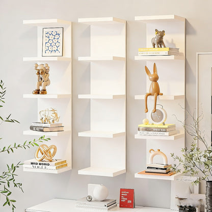 5-Tier Floating Wall Shelf Wall-Mounted Storage Rack 31.5" - Space Saving Display Shelves for Entryways, Bedrooms and Living Spaces