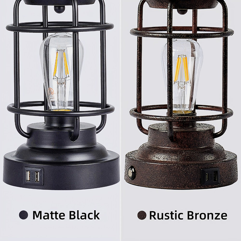 Farmhouse Table Lamps Set of 2 with 4 LED Bulbs for Entryways, Bedrooms and Living Spaces, with Listed Configuration