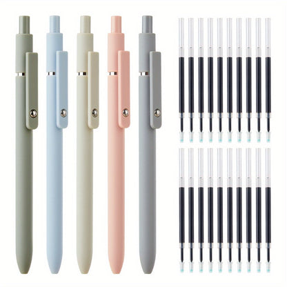 Gel Pen Set 25-Pack – 5 Multicolor Pens + 20 Black Refills 0.5mm Fine Point Quick-Drying Smooth Writing No Feather Ink for Office School