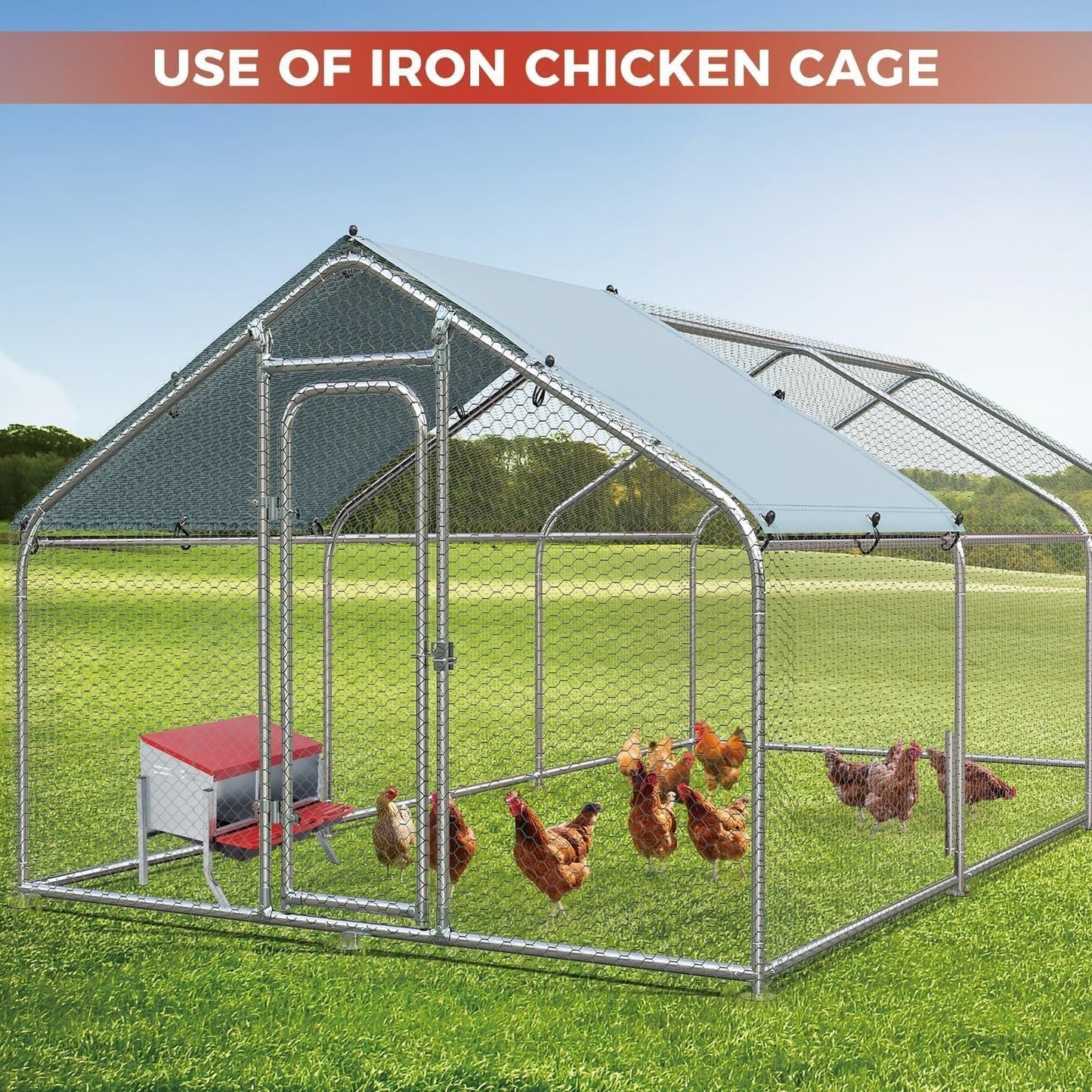 Chicken Nesting Box 3-Hole Metal Wall Mount, Auto Egg Collector Coop for Garden, Patio and Yard Use