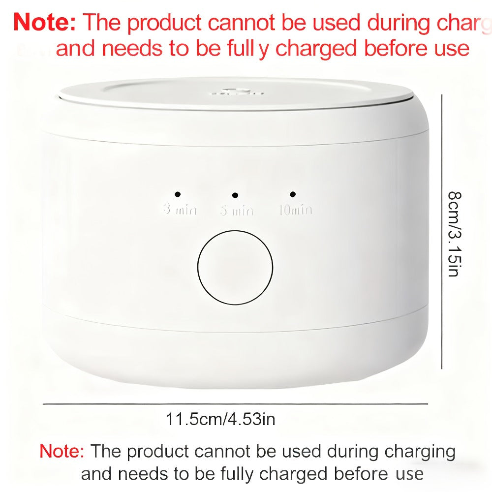 Electric Ultrasonic Cleaner Machine for Dentures Jewelry & Glasses – USB Rechargeable 3 Speeds Auto Timer 180ml Tank One-Touch Portable