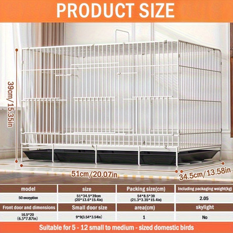 Bird Cage Large Foldable Metal – Escape-Proof Indoor Aviary for Pigeons Parrots & Small Birds with Perches