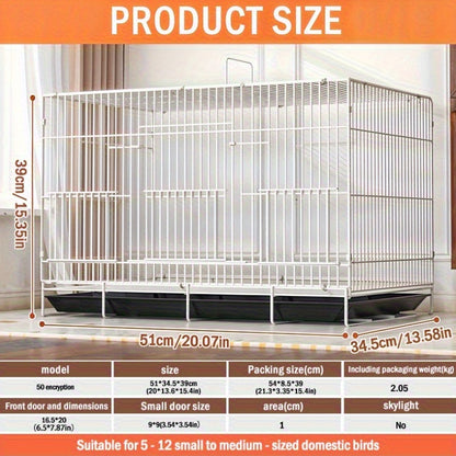Bird Cage Large Foldable Metal – Escape-Proof Indoor Aviary for Pigeons Parrots & Small Birds with Perches