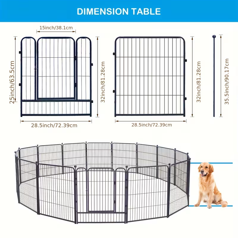 Dog Playpen Heavy Duty Metal – Portable Exercise Pen Fence for Small Medium Large Dogs, 8 or 16 Panel Indoor Outdoor Pet Playpen for RV
