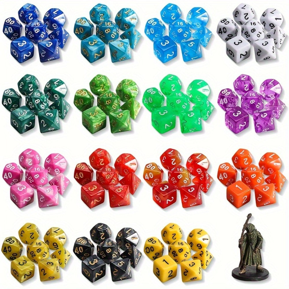 Polyhedral Dice Set 105 Pieces 15 Sets of 7 – D4 D6 D8 D10 D12 D20 in 15 Vibrant Colors with Large Drawstring Bag
