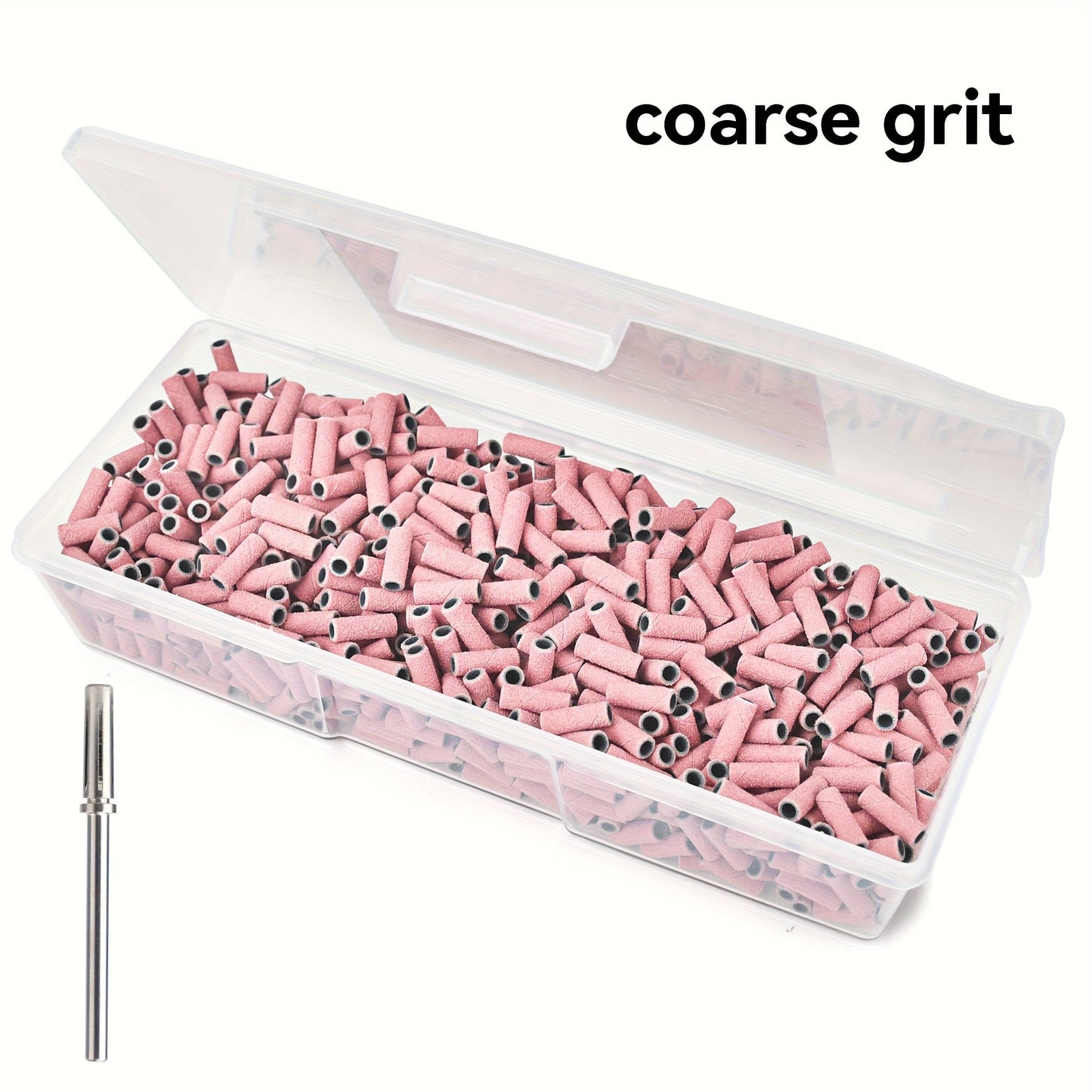Nail Sanding Bands 1000 Pack with Mandrel Bit – Coarse Medium Fine Grit 3mm Nail Drill Bits for Acrylic Removal
