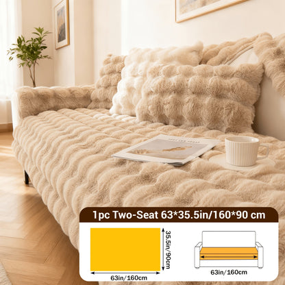Sofa Cover Bubble Faux Rabbit Fur Panels with Silicone-Dot Backing for Seat, Armrest or Backrest