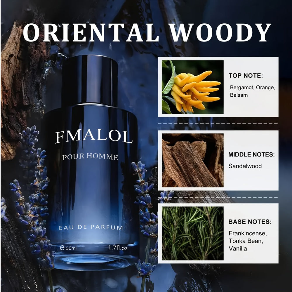 Men's Cologne Pheromone Infused Lemon Bergamot & Sage, Fresh Fragrance Rollerball 1.69 oz, Citrus Herbal Scent for Date Night