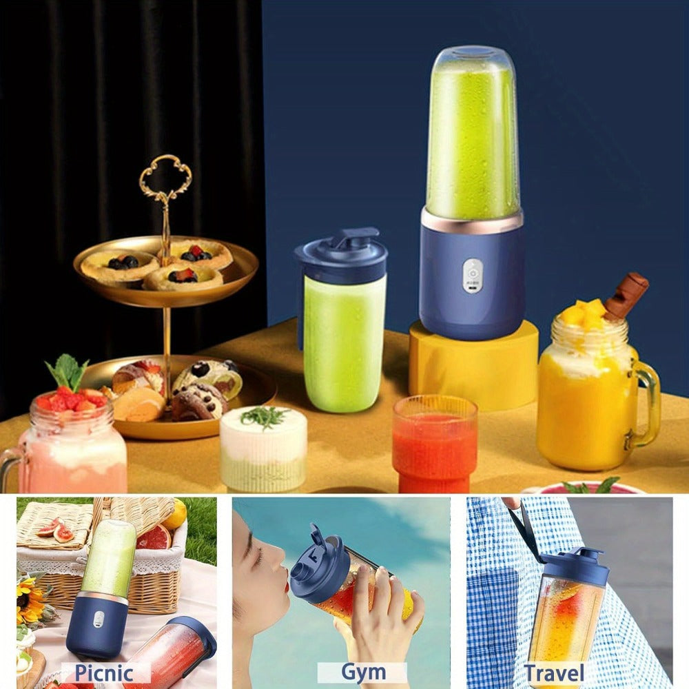 Mini Blender, Personal Smoothie Blender USB Rechargeable 6-Blade 13.5oz Travel Cup Mini Blender for Shakes Fruit Juice
