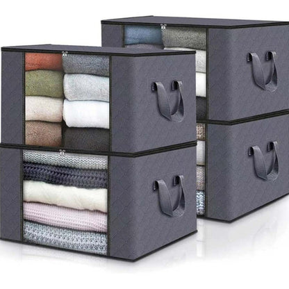 Large Capacity Storage Bags 4-Pack – 23.78 Gallon Foldable Closet Organizer Bins with Reinforced Handles for Clothing, Blankets, Comforters
