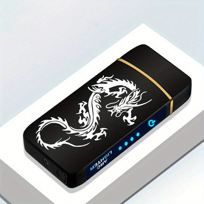 Flip-Top Dual-Arc Electric Lighter with Power Display in 12 Black or Blue Artwork Options Pictured