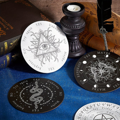 Pendulum Board Wooden 8 Pack – Retro Wiccan Divination Board 6 Inch with Metaphysical Messages Dowsing Board for Beginners Witchcraft