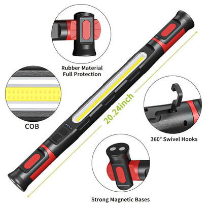 Long Bar Mechanic Work Light with Magnetic Base, Swivel Hooks and One- or Two-Piece Checkout Options