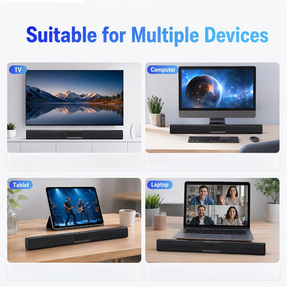 Deep Bass Soundbar with Subwoofer for Smart TV, 22" Wireless Bluetooth 5.0 Surround Sound System
