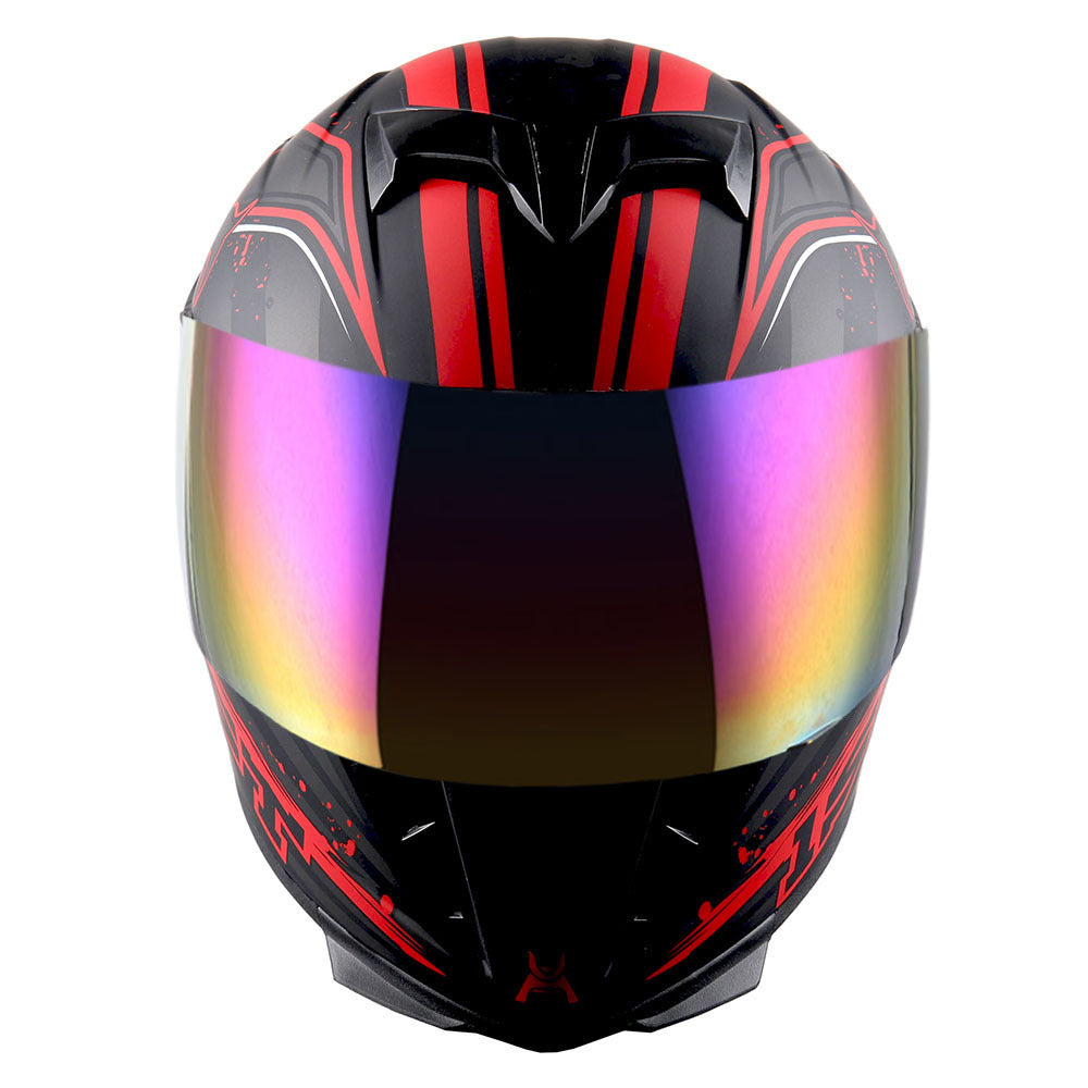 Motorcycle Helmet Full-Face Shell with Tinted and Spare Clear Shields, Quick-Release Buckle, Nine Styles and S-XL Sizes