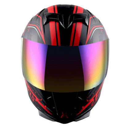 Motorcycle Helmet Full-Face Shell with Tinted and Spare Clear Shields, Quick-Release Buckle, Nine Styles and S-XL Sizes