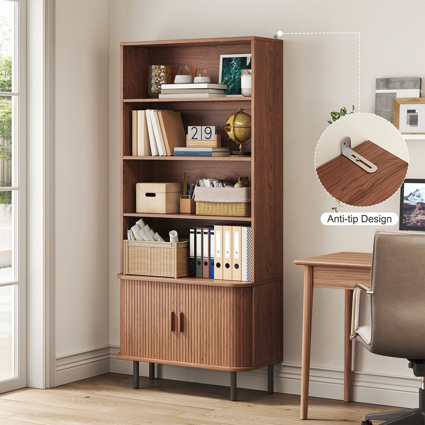 Bookcase shown in the Walnut option