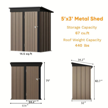 Garden Storage Shed, Metal Lockable Tool Backyard Compact for Garden, Patio and Yard Use, with the Listed Configuration