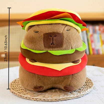 Capybara Plush Stuffed Animal Hamburger Burger Hat Funny Kawaii Plush Toy with the Listed Color, Size or Set Options for Everyday Use