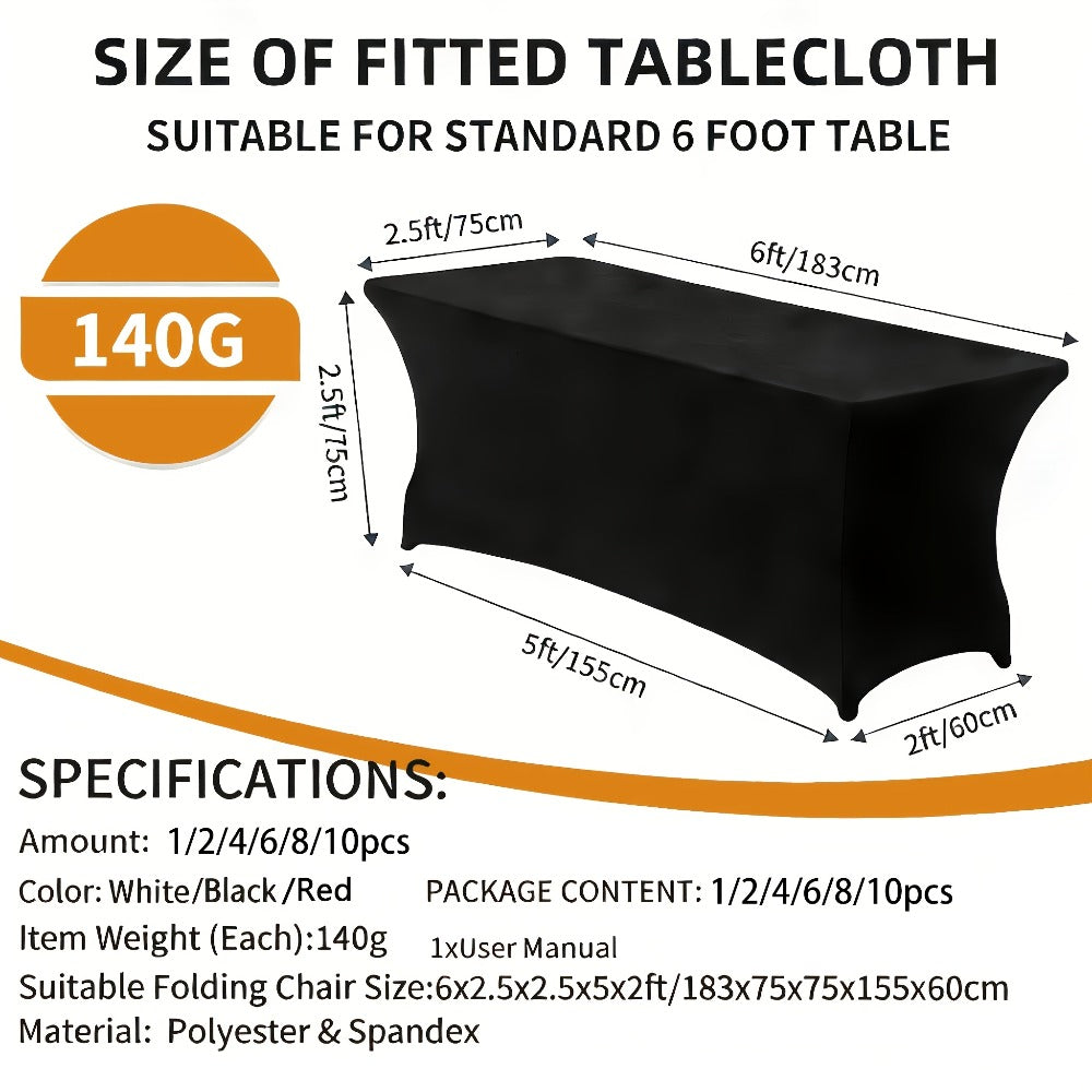 Spandex Tablecloth 6 Foot Rectangular Stretch Table Cover for Parties Weddings Banquets for Entryways, Bedrooms and Living Spaces