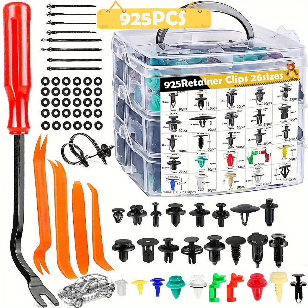 Car Retainer Clips Push Fasteners Kit Bumper Plastic Rivets Assortment for Auto Interior Exterior Trim Panel Body Clips – 113 to 928 Pcs
