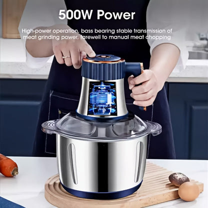 Electric Food Chopper & Processor 5L Stainless Steel - 40000 RPM Motor, 6 Bi-Level Blades, Meat Grinder & Vegetable Slicer for Kitchen