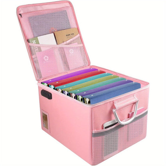 Fireproof File Box with Combination Lock - Collapsible Fireproof Document Organizer Filing for Entryways, Bedrooms and Living Spaces